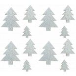 Chaks 90642, Sachet 12 SAPINS paillettes Argent en tailles assorties