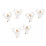 Chaks 90842-00, Sachet de 6 Têtes de rennes pailletés 3cm sur pince, Blanc