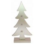 Chaks 90869, Sapin en bois Champagne brillant avec étoiles pailletées 26,5cm