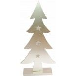 Chaks 90870, Grand Sapin en bois Champagne brillant avec étoiles pailletées 36,5cm