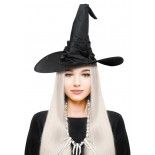 Chapeau de sorcière noir avec plis adulte