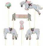 Party Pro 913152, Sachet de 6 pics à Gateau cake topper Cheval équitation