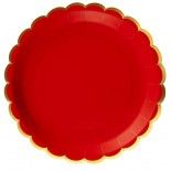 Party Pro 91322, Sachet de 8 assiettes festonnées Rouge et Or