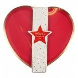 Party Pro 91327, Sachet de 8 assiettes en forme de coeur Rouge