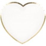 Party Pro 91327W, Sachet de 8 assiettes Coeur blanches