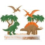 Party Pro 913372, Sachet de 6 décorations sur pic pour gateau Dino