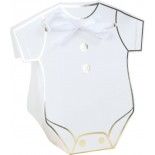 Party Pro 913755, Sachet de 8 ballotins boites body baby blanc et or