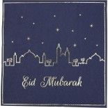 Party Pro 913EMS, Lot de 16 Serviettes Eid Mubarak bleu