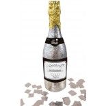 P'TIT Clown re93010 - Bouteille de champagne lance confettis pailletée, Argent