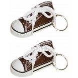 Sachet de 2 porte-clés Baskets 7,5cm en tissu, Chocolat