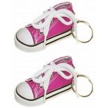 Sachet de 2 porte-clés Baskets 7,5cm en tissu, Fuchsia