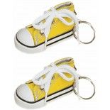 Sachet de 2 porte-clés Baskets 7,5cm en tissu, Jaune