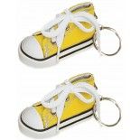 Sachet de 2 porte-clés Baskets 7,5cm en tissu, Jaune