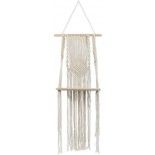 Etagère Bohème Macramé ivoire avec planche bois 40cm x 1m