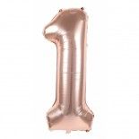 Party Pro 333791, Ballon mylar 36cm CHIFFRE 1, Rose Gold