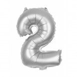 Party Pro 333772, Ballon mylar 36cm CHIFFRE 2, Argent