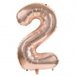 Party Pro 333792, Ballon mylar 36cm CHIFFRE 2, Rose Gold