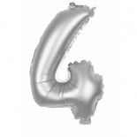 Party Pro 333774, Ballon mylar 36cm CHIFFRE 4, Argent