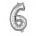 Ballon mylar 100cm CHIFFRE 6, Argent