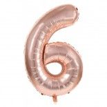 Party Pro 333796, Ballon mylar 36cm CHIFFRE 6, Rose Gold