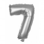 Party Pro 333777, Ballon mylar 36cm CHIFFRE 7, Argent