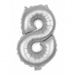 Party Pro 333778, Ballon mylar 36cm CHIFFRE 8, Argent