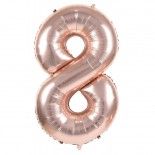 Party Pro 333798, Ballon mylar 36cm CHIFFRE 8, Rose Gold