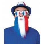 Party Pro 865108, Barbe patriote Bleu Blanc Rouge