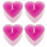 Paquet de 4 Bougies chauffe-plat Coeur, Fuchsia