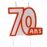 Bougie anniversaire blanc/rouge 70 ans