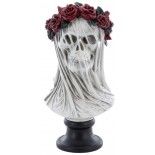 Buste Tête de Mort voilée avec couronne 35,5cm