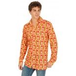 Chaks C4404L, Chemise disco motifs carré jaune/rouge homme, taille L