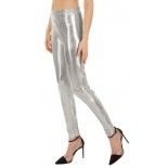 Chaks C4448S, Legging brillant adulte luxe ARGENT, taille S/M