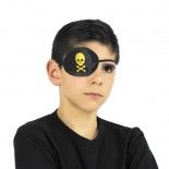 Cache-oeil pirate tissu satiné noir/or, enfant