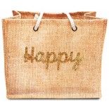 Sac Jute sequins HAPPY