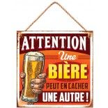 Plaque métal BIERE 20x20cm