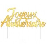 Cake Topper Gateau Joyeux Anniversaire Chic, Or