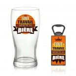 Coffret Verre Bière MERITE SA BIERE + Décapsuleur