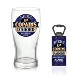 Coffret Verre Bière LES COPAINS + Décapsuleur