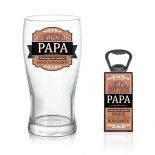 Coffret Verre Bière PAPA + Décapsuleur