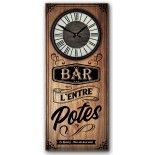 Grande Horloge rectangle Bar L'Entre Potes 30x70cm