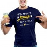 T-Shirt Qu'est ce qui est jaune ? coloris bleu taille XL