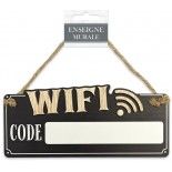 Plaque WIFI code en bois 19,5x7,5cm