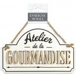 Plaque en bois ATELIER DE LA GOURMANDISE 19,5cm