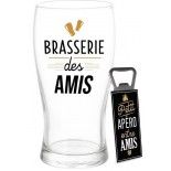 Coffret Verre Bière BRASSERIE DES AMIS + Décapsuleur