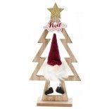 Centre de table Sapin en bois avec Père Noël assis 29cm