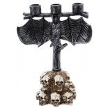 Chandelier Chauve-Souris 3 branches et crânes 31cm