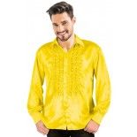 Chemise disco satin Jaune, adulte XL