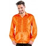 Chemise disco satin Orange, adulte XL