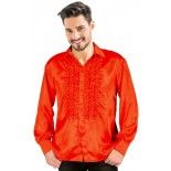 Chemise disco satin Rouge, adulte M/L